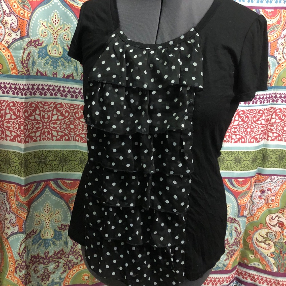 Black polka dot lace top